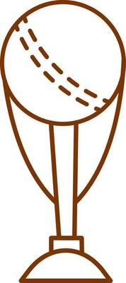 Isolated Cricket Ball Trophy Icon In Brown Linear Style.
