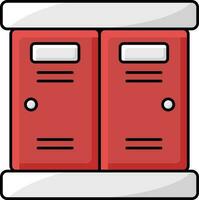 Red And White Locker Cupboard Icon In Flat Style. vector