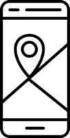 Street Map Location In Mobile Black Outline Icon. vector