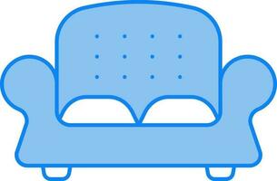 Double Seater Sofa Blue And White Icon. vector