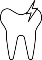 Black Thin Line Art Of Tooth Pain Icon. vector