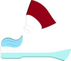 Small Amount Of Toothpaste On Brush Element In Flat Style. vector