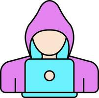 Blue And Pink Illustration Of Hacker Icon. vector