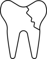 Black Outline Of Cavity Tooth Icon. vector