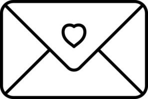 Love Letter Icon In Black Linear Art. vector