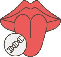 Dna Sample Of Tongue Icon In Red And Brown Color. vector