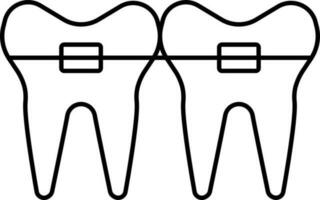 Teeth Braces Icon In Linear Style. vector