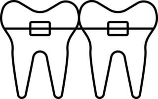 Teeth Braces Icon In Linear Style. vector