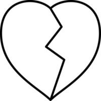 aislado roto corazón icono en negro línea Arte. vector