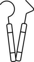 Dental Probe With Scaler Icon In Line Art. vector