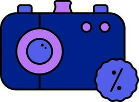 Discount Offer For Camera Blue And Purple Icon. vector