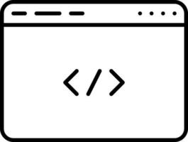 Web Coding Icon In Black Line Art. vector