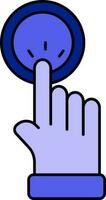 Hand Click Coin Icon Or Symbol In Blue Color. vector