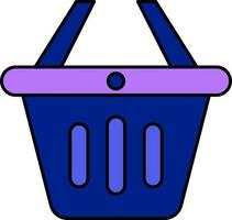 Purple And Blue Shopping Basket Flat Icon. vector