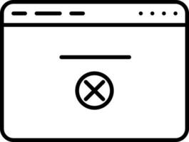 Wrong Website Icon In Black Outline. vector