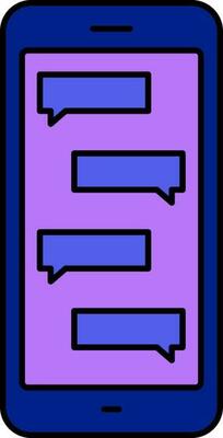 Online Chat Form Smartphone Icon In Blue And Purple Color.