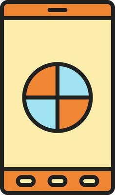Pie Chart Smartphone Screen Colorful Icon Or Symbol.