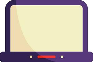 Flat Style Laptop Icon In Yellow And Purple Color. vector