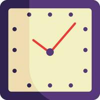 Purple And Yellow Square Clock Flat Icon. vector