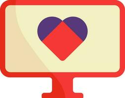 Rhombus Style Heart Shape In Monitor Screen Colorful Icon. vector