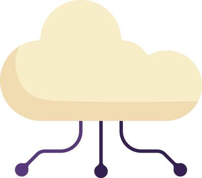 plano estilo nube informática icono en amarillo y púrpura color. vector