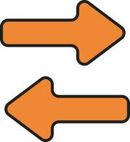 Right And Left Arrow Icon In Orange Color. vector