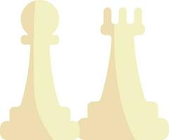 Chess Piece Of Rook And Pawn Flat Icon In Yellow Color. vector