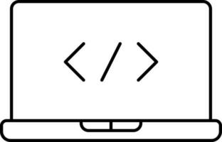 Open Programming Application In Laptop Black Stroke Icon. vector