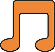 Orange Music Quaver Symbol Or Icon. vector