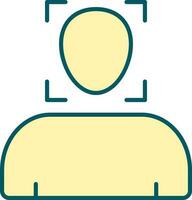 User Face Scan Icon In Yellow And Turquoise Color. vector