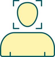 User Face Scan Icon In Yellow And Turquoise Color. vector