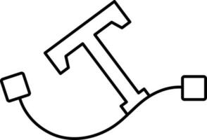 Type From Path Tool Icon In Black Line Art. vector