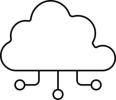 Cloud Computing Icon In Black Linear Art. vector