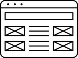 Web Wireframe Icon In Black Line Art. vector