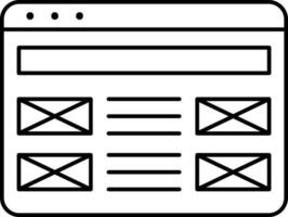 Web Wireframe Icon In Black Line Art. vector