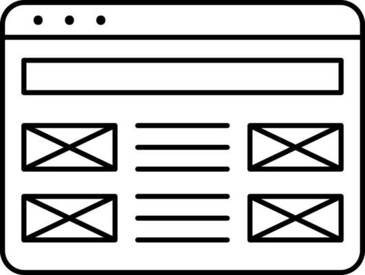 Web Wireframe Icon In Black Line Art.