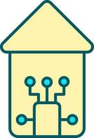 Digital Home Icon In Yellow And Turquoise Color. vector