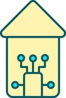 Digital Home Icon In Yellow And Turquoise Color. vector