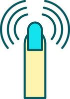 Finger Sensor Icon In Turquoise And Yellow Color. vector