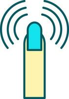 Finger Sensor Icon In Turquoise And Yellow Color. vector