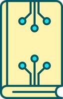 Digital Book Icon In Yellow And Turquoise Color. vector