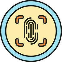 Fingerprint Button Icon In Yellow And Blue Color. vector