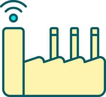 Smart Factory Icon In Turquoise And Yellow Color. vector