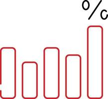 Percentage Symbol With Five Level Bar Graph Red Line Art Icon. vector