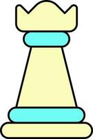 Isolated Chess Rook Icon Yellow And Turquoise Color. vector