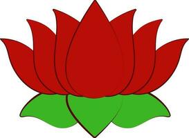 Beautiful Red Color Lotus Flower Icon In Flat Style. vector