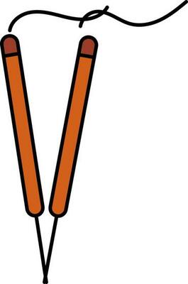 Illustration Of Burning Incense Stick Icon In Flat Style.