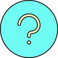 Question Symbol Circle Icon In Turquoise And Yellow Color. vector