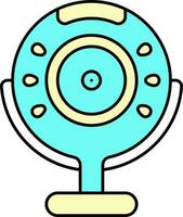 Flat Style Web Camera Icon In Turquoise And Yellow Color. vector