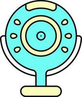 Flat Style Web Camera Icon In Turquoise And Yellow Color. vector